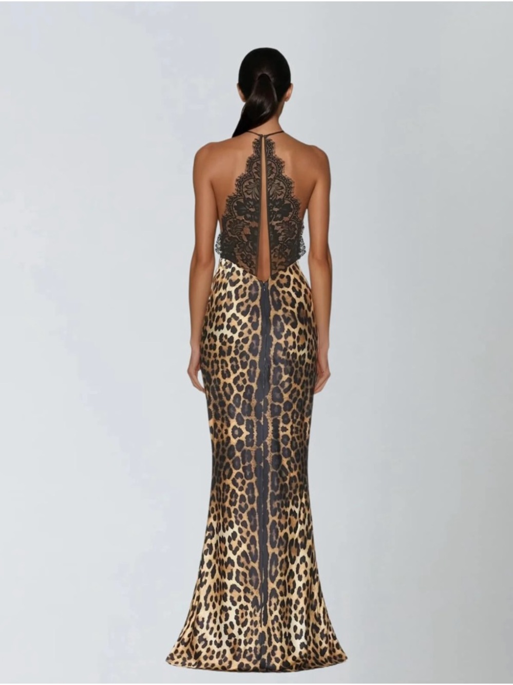 Vazvara Halterneck Lace Leopard Maxi Dress - Picture 2 of 5